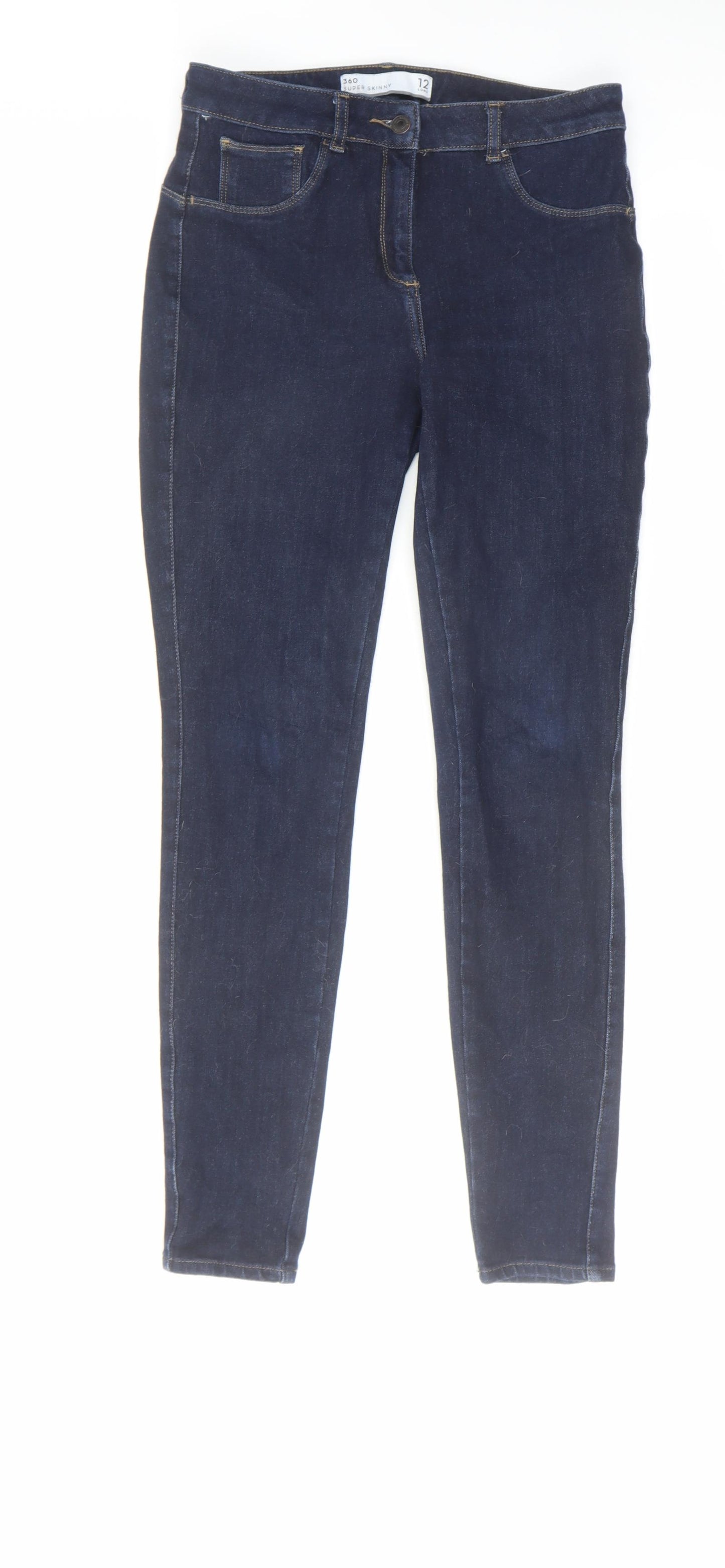 NEXT Womens Blue Cotton Skinny Jeans Size 12 L30 in Regular Zip