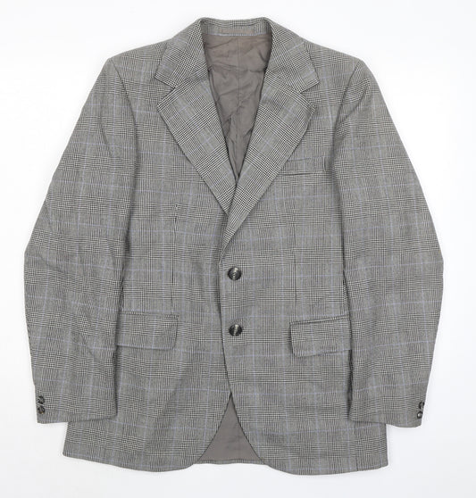 DARKS JERMYN STREET Mens Grey Plaid Wool Jacket Blazer Size 44 Regular