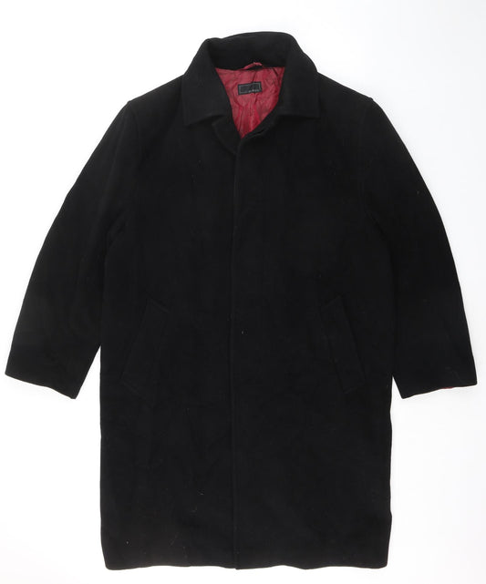 Blakes Mens Black Overcoat Coat Size M Button