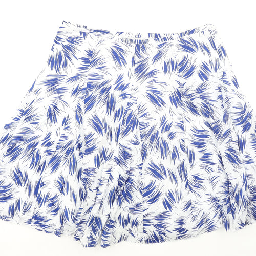 Hobbs Womens Blue Geometric Cotton Swing Skirt Size 18 Zip