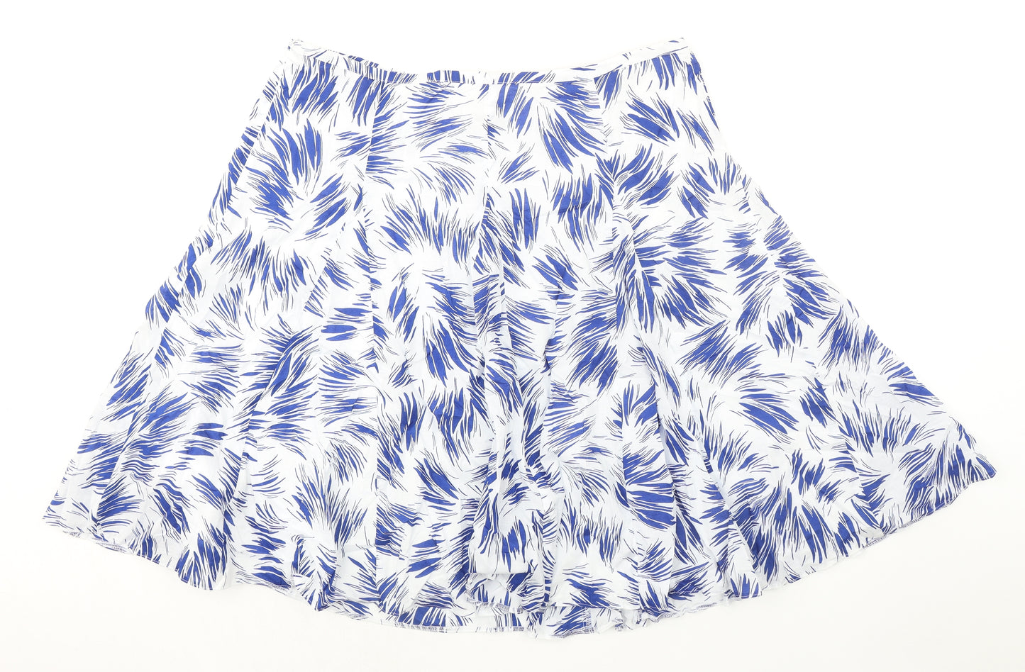 Hobbs Womens Blue Geometric Cotton Swing Skirt Size 18 Zip