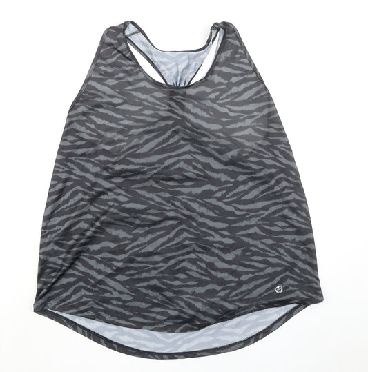 New Look Womens Grey Geometric 100% Polyester Basic Tank Size L Round Neck Pullover