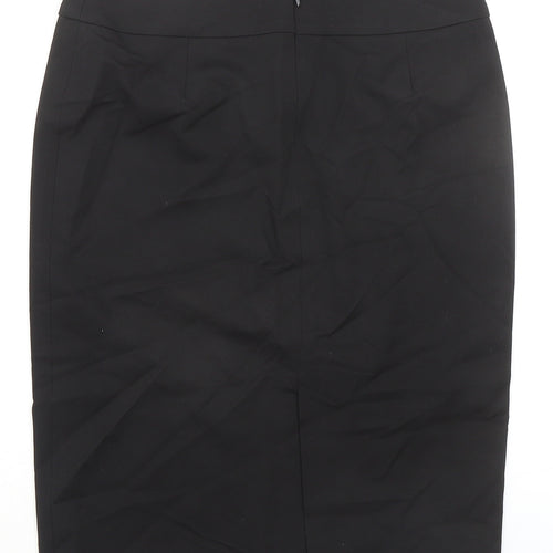 M-PREMIER Womens Black Rayon Straight & Pencil Skirt Size 10 Zip