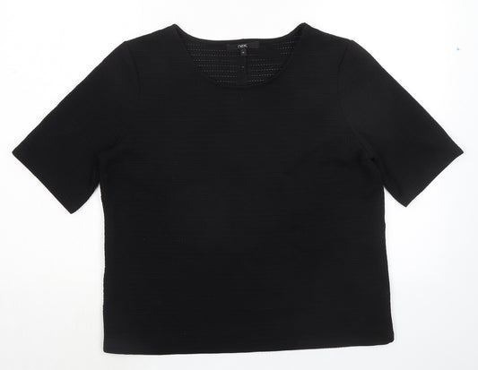 NEXT Womens Black Polyester Basic Blouse Size 14 Crew Neck - Textured