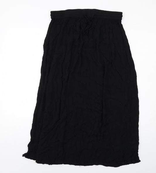 Bonmarché Womens Black Viscose Swing Skirt Size 12 Drawstring