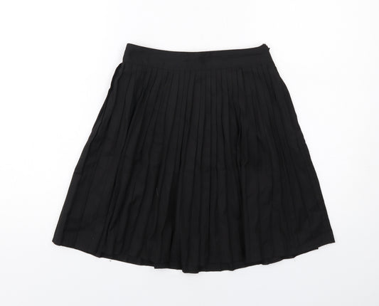 H&M Womens Black Polyester Pleated Skirt Size 6 Zip