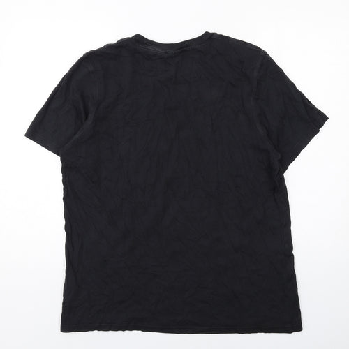 adidas Mens Black Cotton T-Shirt Size L Round Neck