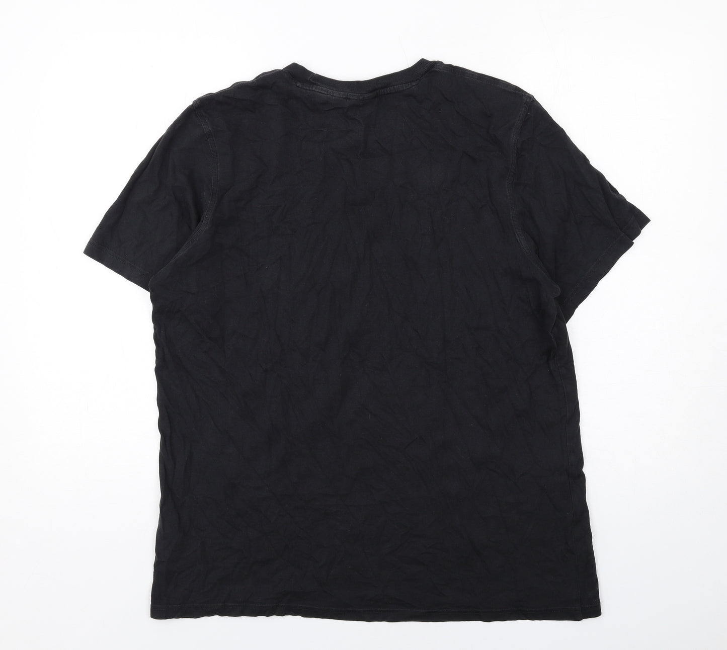 adidas Mens Black Cotton T-Shirt Size L Round Neck