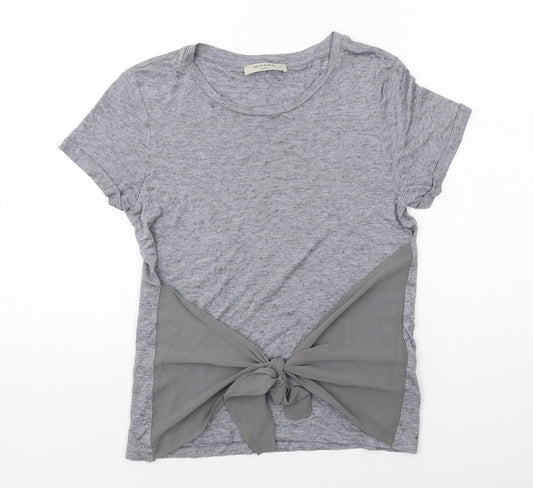 AllSaints Womens Grey Modal Basic T-Shirt Size S Round Neck
