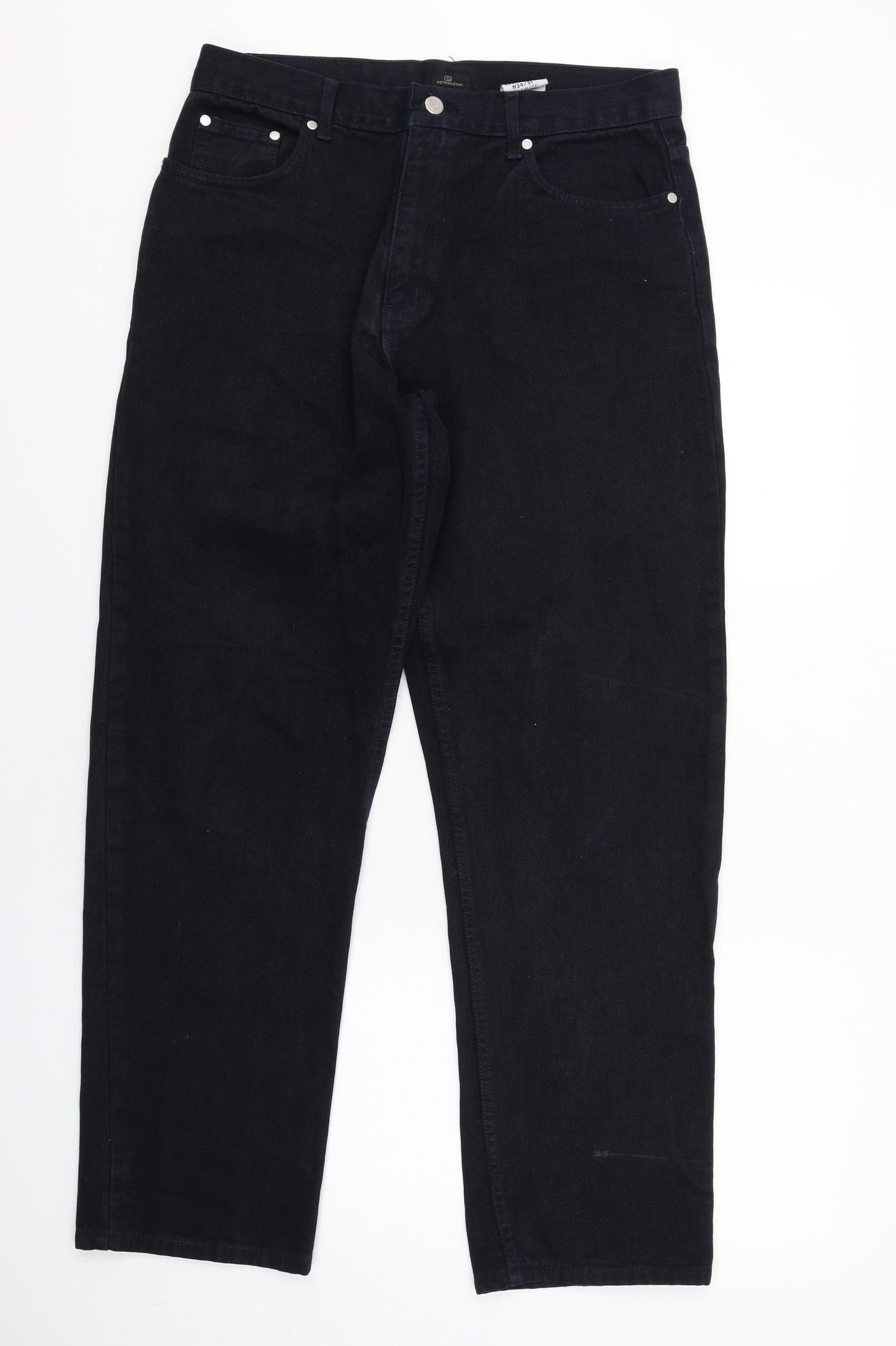 Petroleum Mens Black Cotton Straight Jeans Size 34 in L31 in Regular Zip
