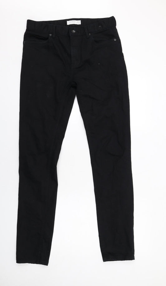 Topman Mens Black Cotton Skinny Jeans Size 32 in L34 in Regular Zip