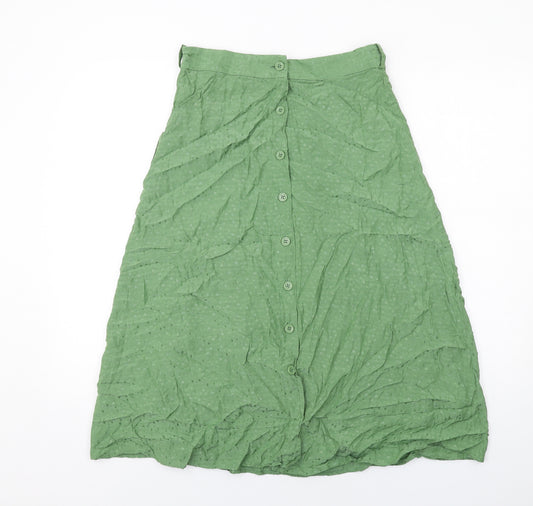 & Other Stories Womens Green Polka Dot Viscose A-Line Skirt Size 10 Button