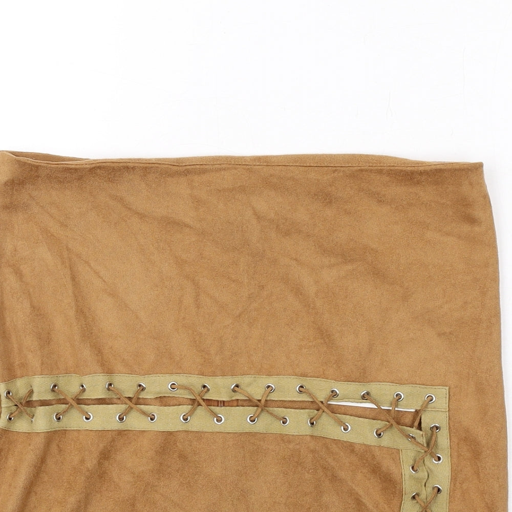 JCL Womens Brown Polyester A-Line Skirt Size M Zip