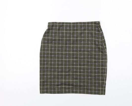 New Look Womens Green Plaid Polyester Straight & Pencil Skirt Size 8