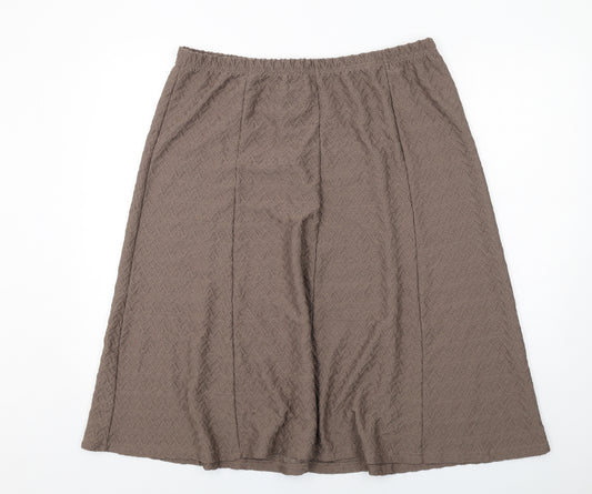 Damart Womens Brown Geometric Polyester Swing Skirt Size 22