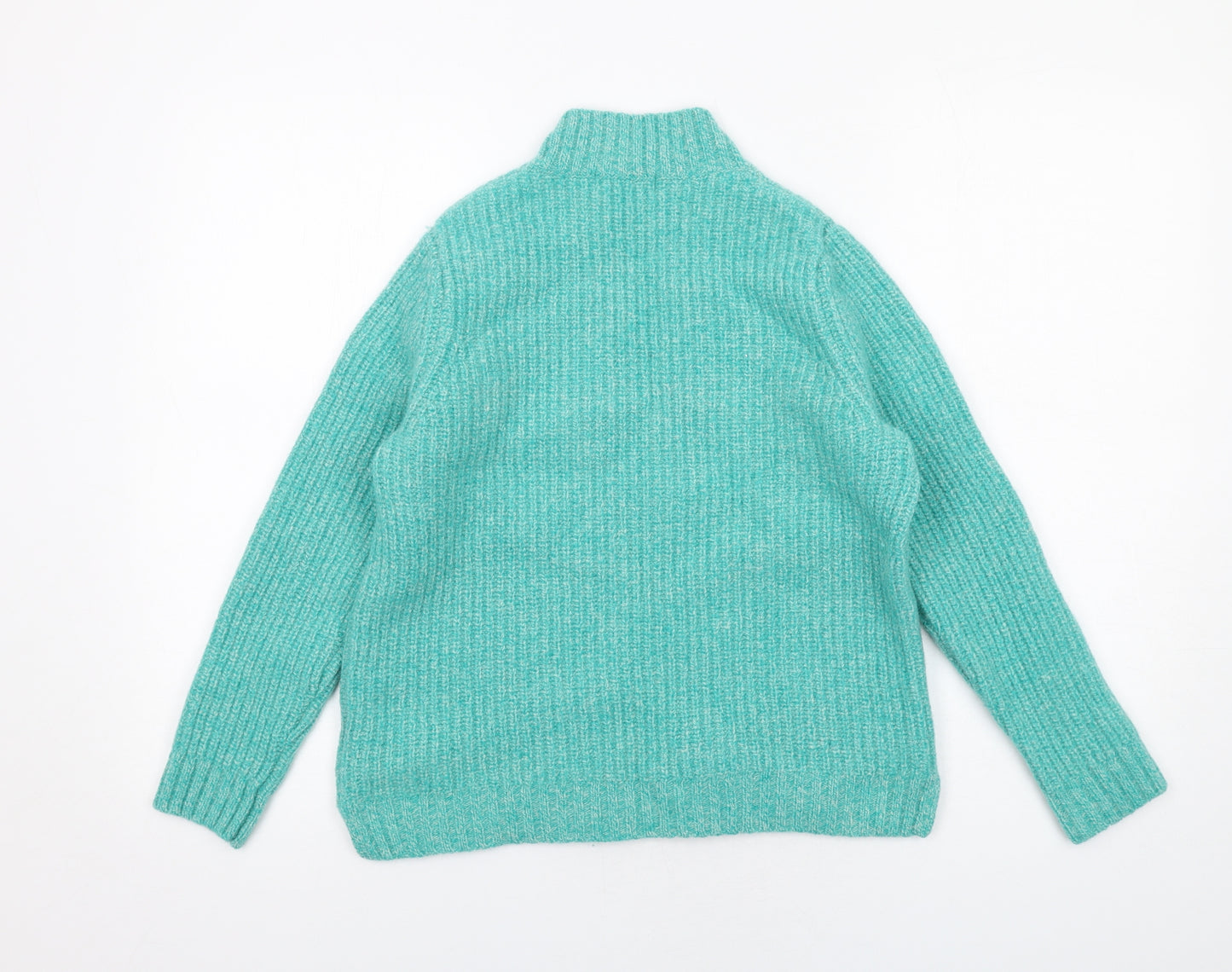 Woolovers Womens Green High Neck Wool Pullover Jumper Size M