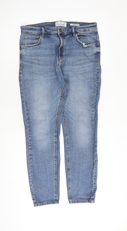 Pull&Bear Womens Blue Cotton Skinny Jeans Size 32 in L27 in Regular Zip