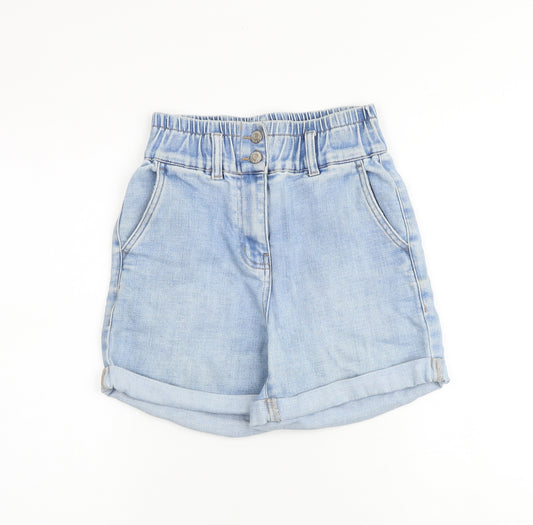 NEXT Womens Blue Cotton Paperbag Shorts Size 6 L5 in Regular Zip