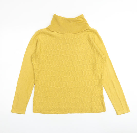 Bonmarché Womens Yellow Roll Neck Acrylic Pullover Jumper Size 12
