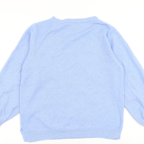ICHI Womens Blue V-Neck Polyester Pullover Jumper Size M