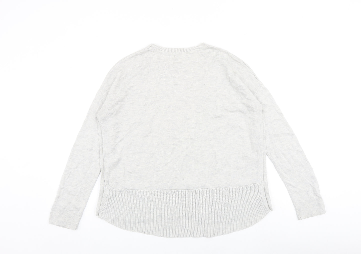 White Company Womens Grey Round Neck Viscose Pullover Jumper Size 10
