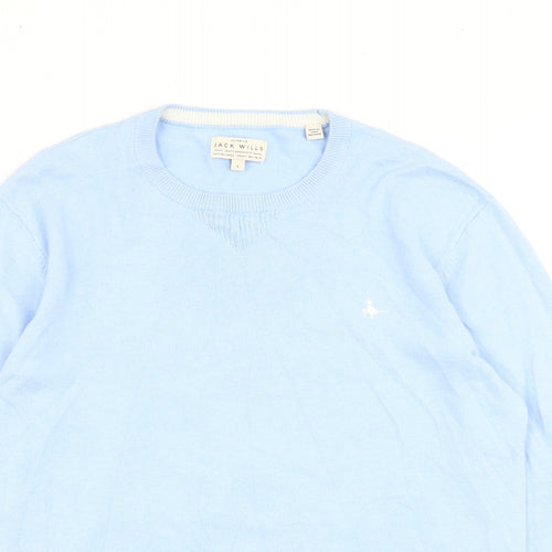 Jack Wills Mens Blue Round Neck Cotton Pullover Jumper Size S Long Sleeve