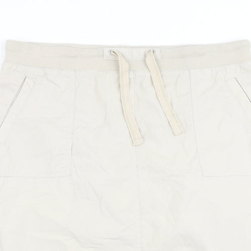 Damart Womens Beige Cotton A-Line Skirt Size 12 Tie