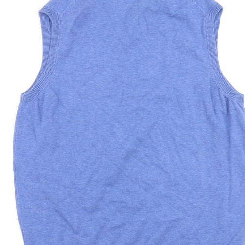 James Pringle Mens Blue V-Neck Cotton Vest Jumper Size S Sleeveless