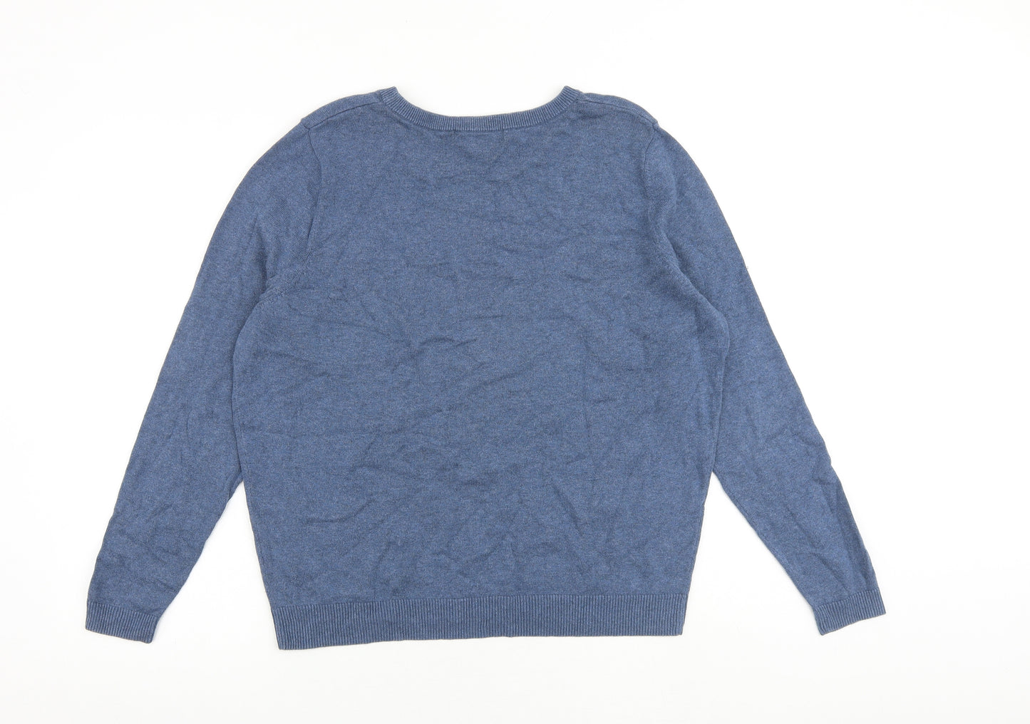 Dickins & Jones Womens Blue Round Neck 100% Cotton Pullover Jumper Size M