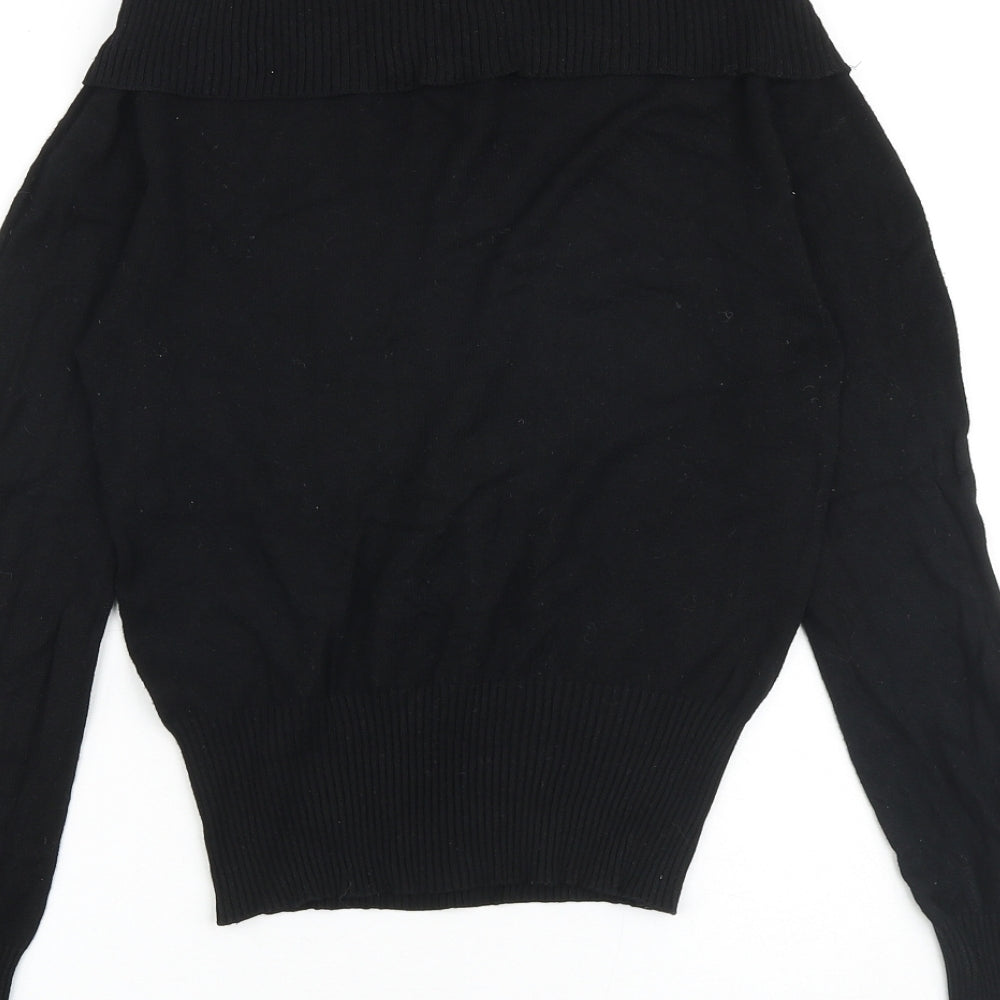 Oasis Womens Black Boat Neck Acrylic Pullover Jumper Size 8