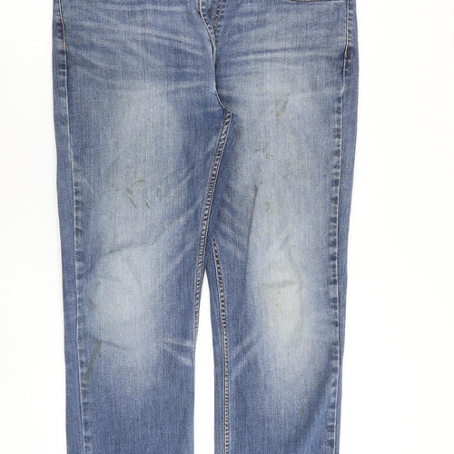 Levi's Mens Blue Cotton Straight Jeans Size 36 in L34 in Regular Zip