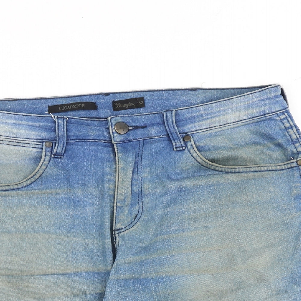 Wrangler Mens Blue Cotton Biker Shorts Size 32 in L8 in Regular Zip