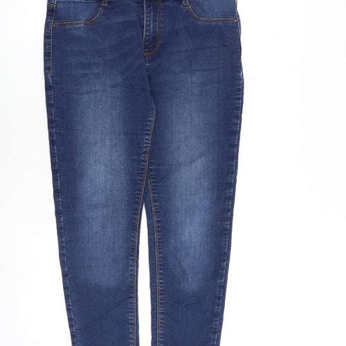 Dorothy Perkins Womens Blue Cotton Skinny Jeans Size 12 L24 in Regular Zip
