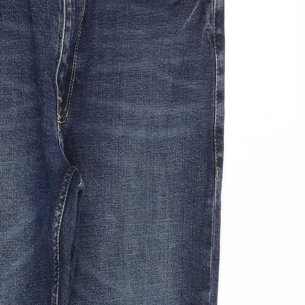 Marks and Spencer Mens Blue Cotton Tapered Jeans Size 36 in L29 in Slim Zip