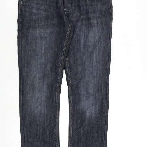 Crosshatch Mens Blue Cotton Straight Jeans Size 30 in L30 in Regular Zip