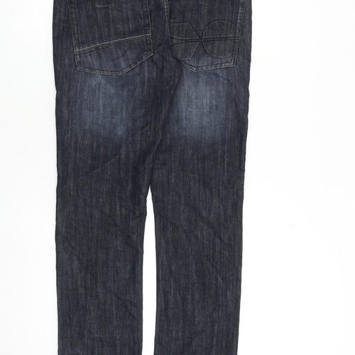 Crosshatch Mens Blue Cotton Straight Jeans Size 30 in L30 in Regular Zip