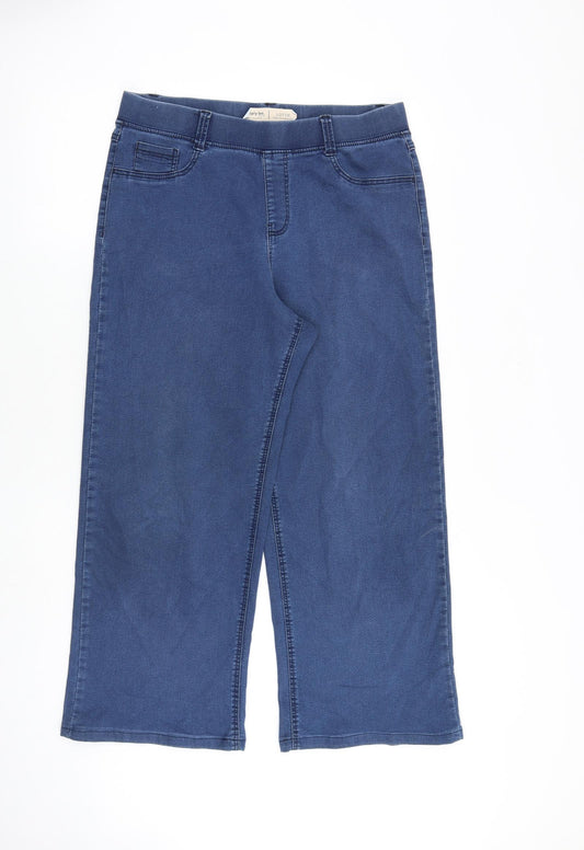 Simply Be Womens Blue Cotton Wide-Leg Jeans Size 14 L25 in Regular