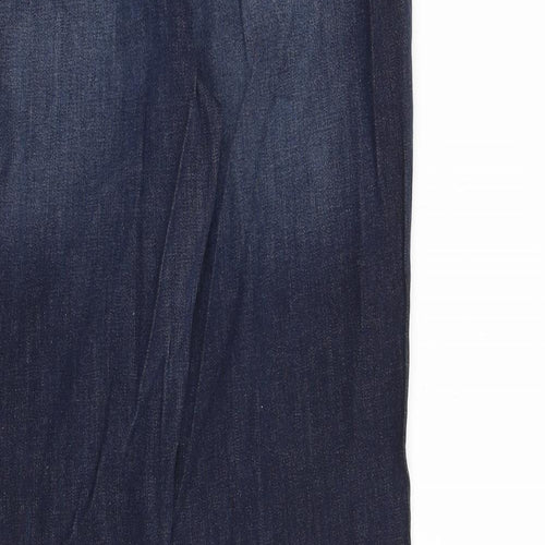 NEXT Womens Blue Cotton Bootcut Jeans Size 14 L31 in Regular Zip