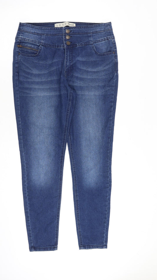 Denim & Co. Womens Blue Cotton Skinny Jeans Size 14 L30 in Slim Zip