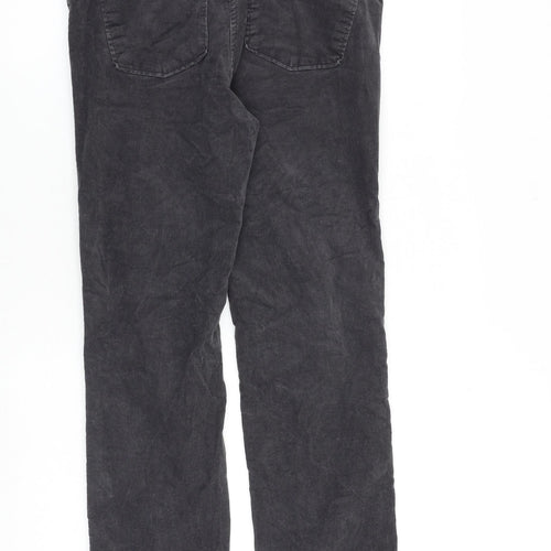 Marks and Spencer Womens Grey Cotton Trousers Size 12 L28 in Regular Zip