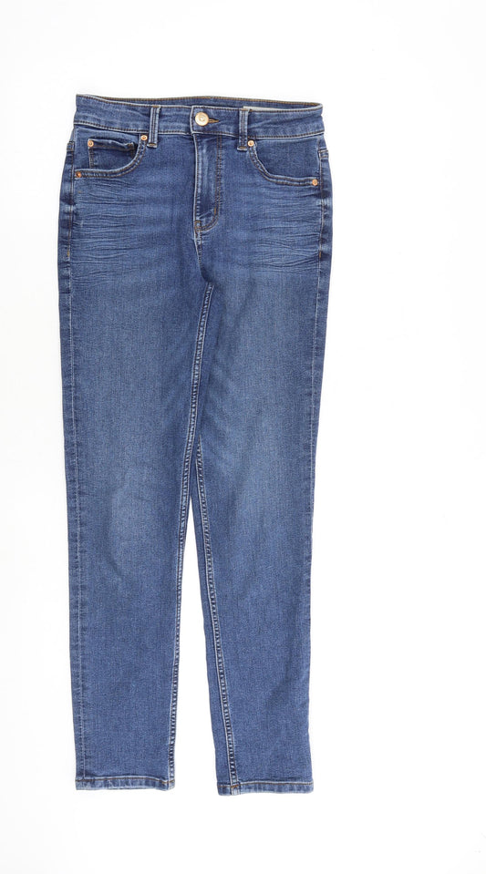 Marks and Spencer Womens Blue Cotton Skinny Jeans Size 8 L28 in Slim Zip