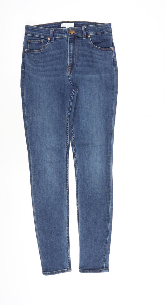 H&M Womens Blue Cotton Skinny Jeans Size 10 L28 in Regular Zip