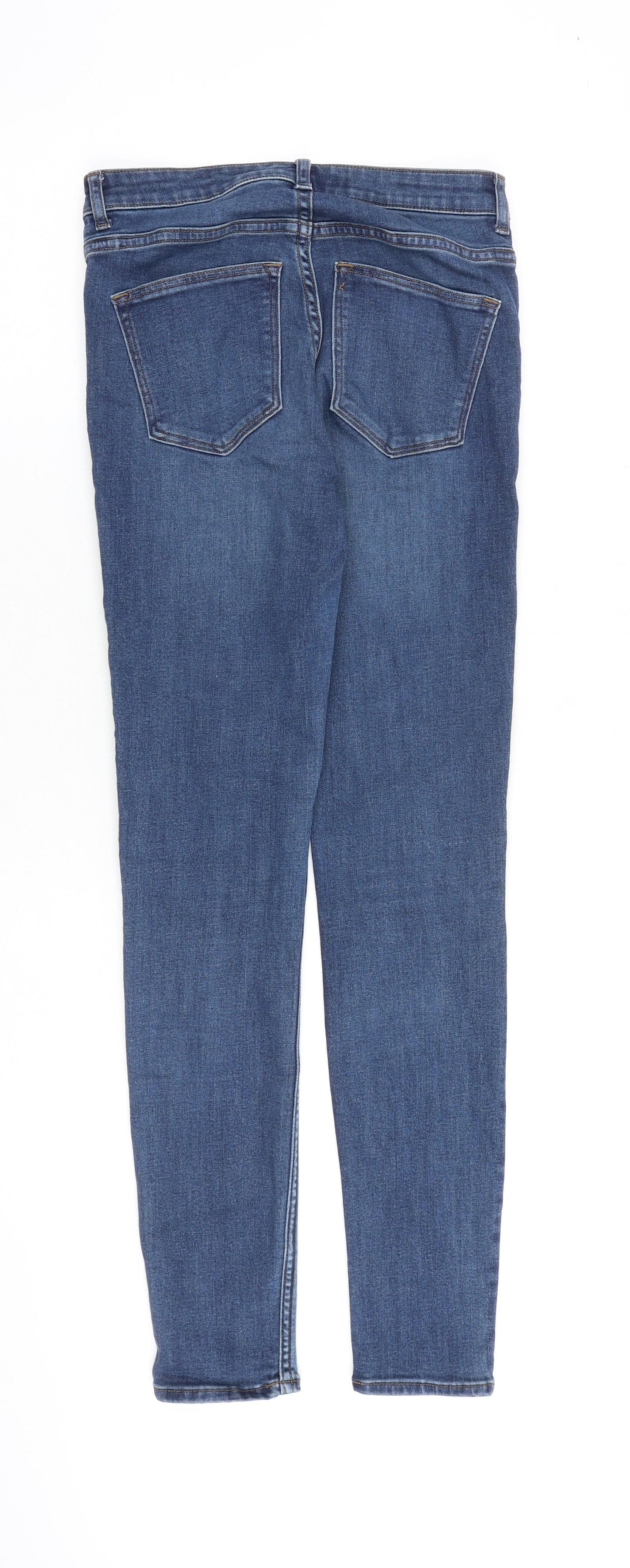 H&M Womens Blue Cotton Skinny Jeans Size 10 L28 in Regular Zip