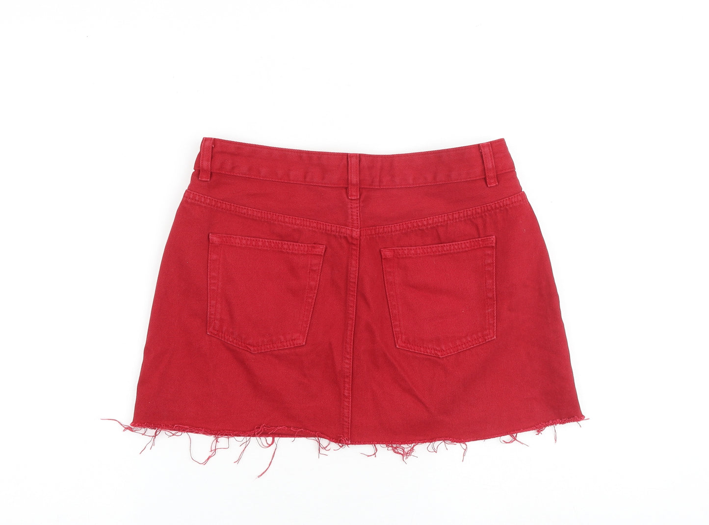 ASOS Womens Red Cotton Mini Skirt Size 10 Zip