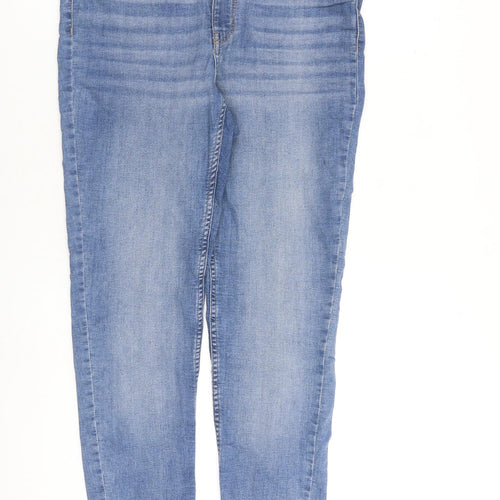 H&M Womens Blue Cotton Skinny Jeans Size 16 L30 in Regular Zip