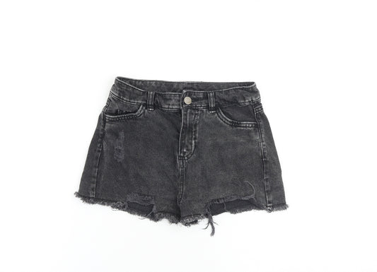 TU Girls Grey 100% Cotton Cut-Off Shorts Size 11 Years Regular Zip
