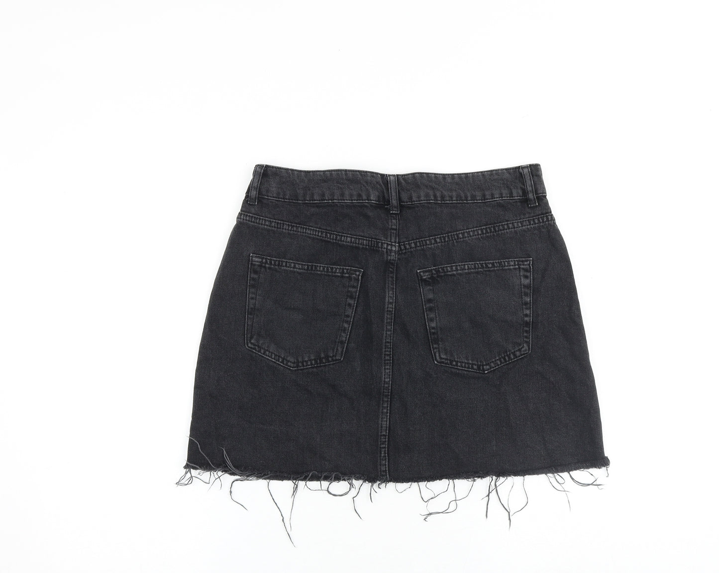 Topshop Womens Grey Cotton Mini Skirt Size 12 Zip