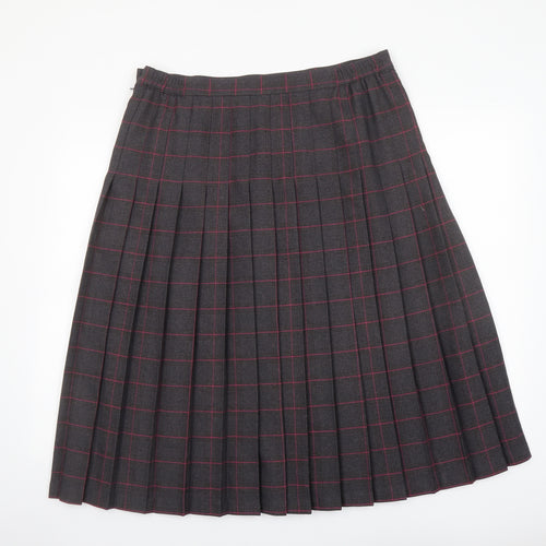 EWM Womens Grey Plaid Polyester Pleated Skirt Size 16 Zip
