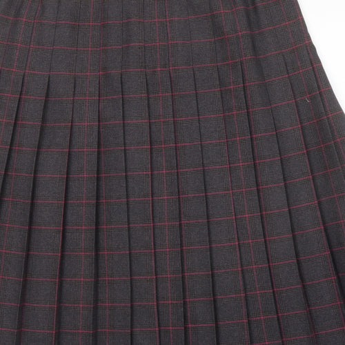 EWM Womens Grey Plaid Polyester Pleated Skirt Size 16 Zip