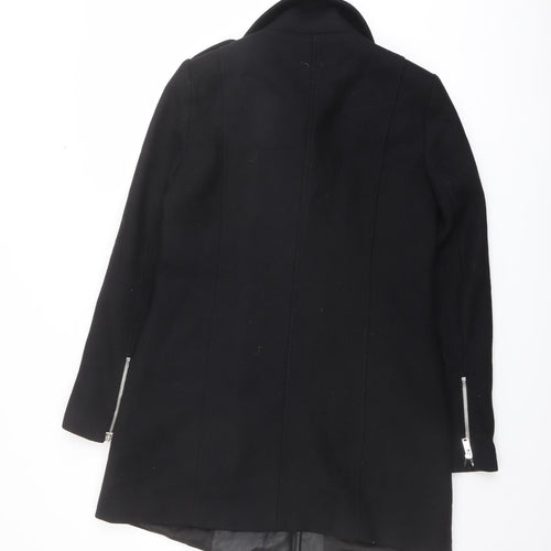 Zara Womens Black Biker Coat Size S Zip
